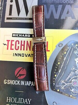 Breitling OEM Genuine Crocodile Strap, Brown, 22mm x 20mm ''CLASP NOT INCLUDED''
