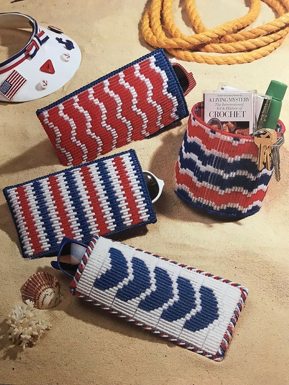 Annies Attic Club Plastic Canvas Patterns Eyeglass Cases/Check Covers/Sachet