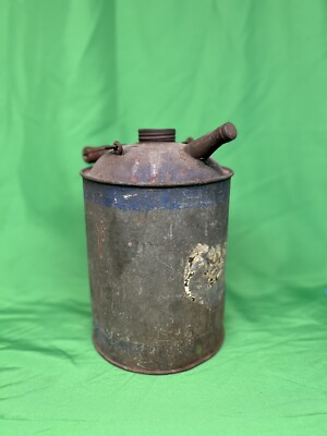 Vtg Mini Small Gas Gasoline Oil Farm Station Farmhouse Metal Wood Tin Can