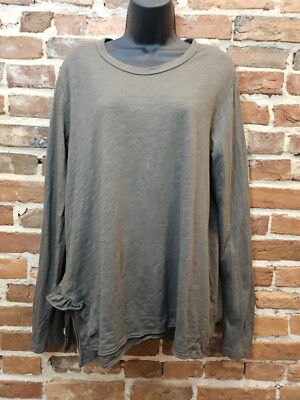 WILT Top Womens Medium Asymmetrical Knit Crew Shirt Made in USA Lagenlook 