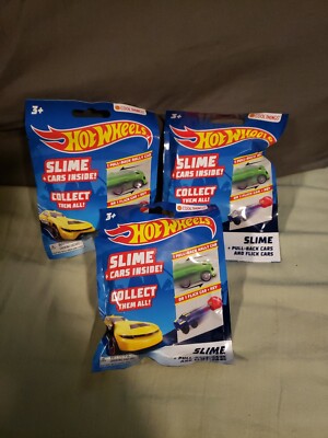 Hot Wheels Mini Slime Pull Back Rally Car - Flick Car Blind Bag LOT of 3 Sealed!