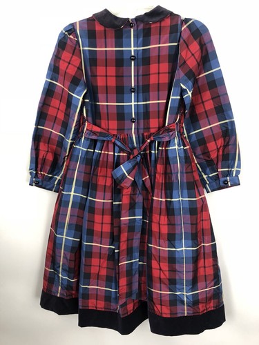 Lands End Dress Red And Blue Plaid Christmas Dress Size 7 Medium Holiday Dress