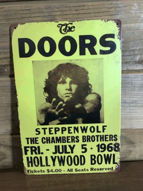 The DOORS July 1968 Repro Tour Poster Tin Tacker sign 8"X12" Man-Cave Décor