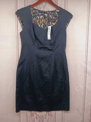 NWT Connected Apparel Petite Dress Women's SZ 6P Navy Blue Sheath Stretch Lined