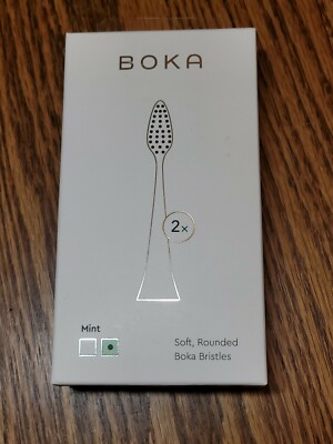 Boka Replacement Tooth Brush Heads Soft, Rounded Bristles,  Color Mint, Box Of 2