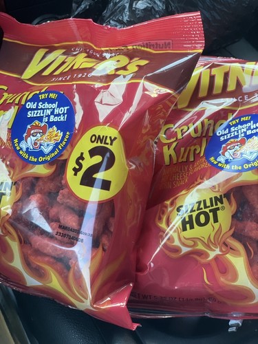 Vitner's Flaming Hot Crunchy Kurls 2 5.25oz Bags Chicago Sna