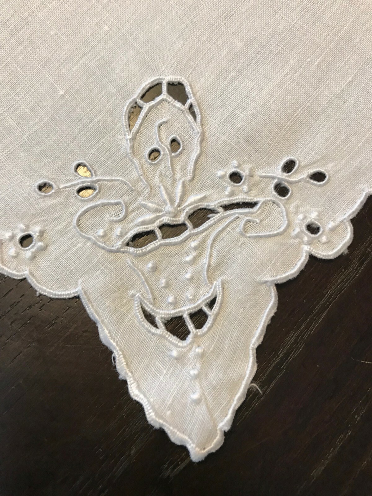 6 Vintage Madeira Napkins Bridal Basket Wedding Embroidery Fine Flax Linen