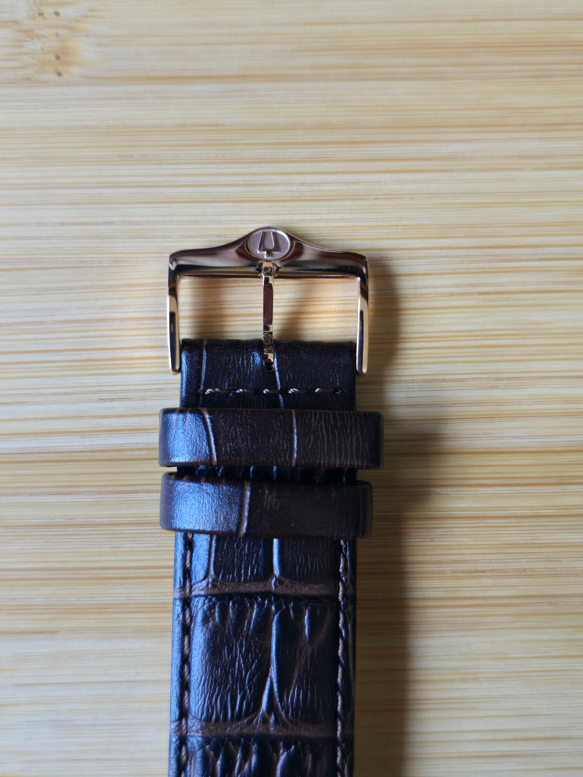 Pre-owned Bulova Automatic Men's Watch Rose Gold Tone Leather Band 97a133