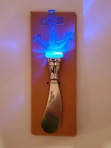 Nautical Coastal Beach Anchor Glass LED Color Changing Cheese Spreader Gift