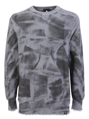 Pre-owned Mauna Kea Cotton Pinture Effect Sweater In Gray