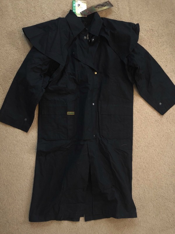 NEW Down Under Australian Clothier black oilskin trench coat
