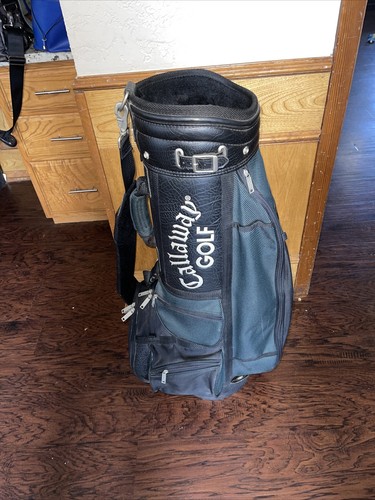 ★レトロ★キャロウェイ★Callaway★HawkEye★キャディ-バック★黒★ Vintage Leather Callaway Hawkeye Cart Golf Bag w/ 6-way