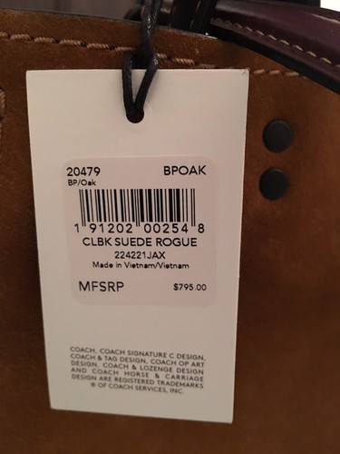 Coach Suede Rogue Handbag Whipstitch Handles