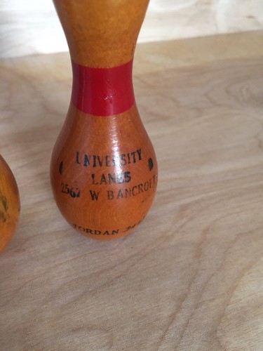 Lot of 3 Vintage Miniature Mini Wood Bowling Pin Trophy Award