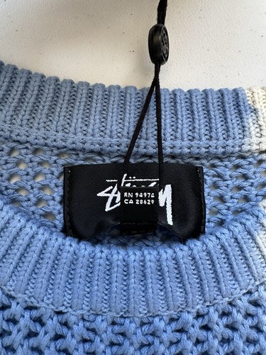 Pre-owned Stussy Mens  Pigment Dyed Loose Gauge Knitwear Sweater Size M,l In Blue