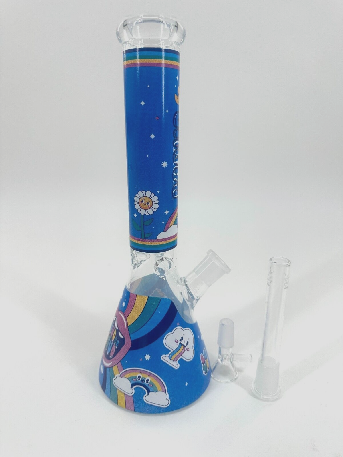 11'' Clear Glass Bong Water Pipe   14mm Regulator Round Bowl