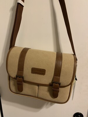 Evecase Camera Bag Tan Canvas Shoulder Bag or Crossbody