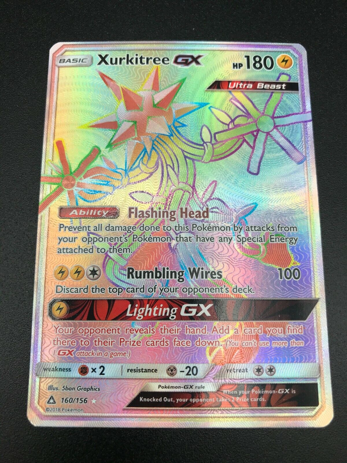 Xurkitree GX HYPER SECRET RARE 160/156 Pokemon SM Ultra Xurkitree GX HYPER SECRET RARE 160/156 Pokemon SM Ultra