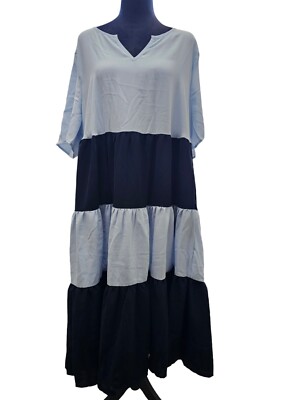 NWT Colorblock Contrast Ruffle Tiered Pocket Flutter Sleeve Dress 14-16 1x