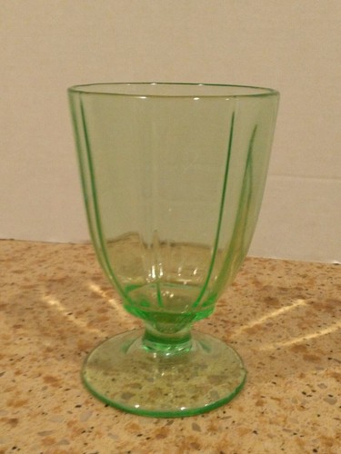 Vintage f Vaseline Glass Ribbed Tumbler Sherbets