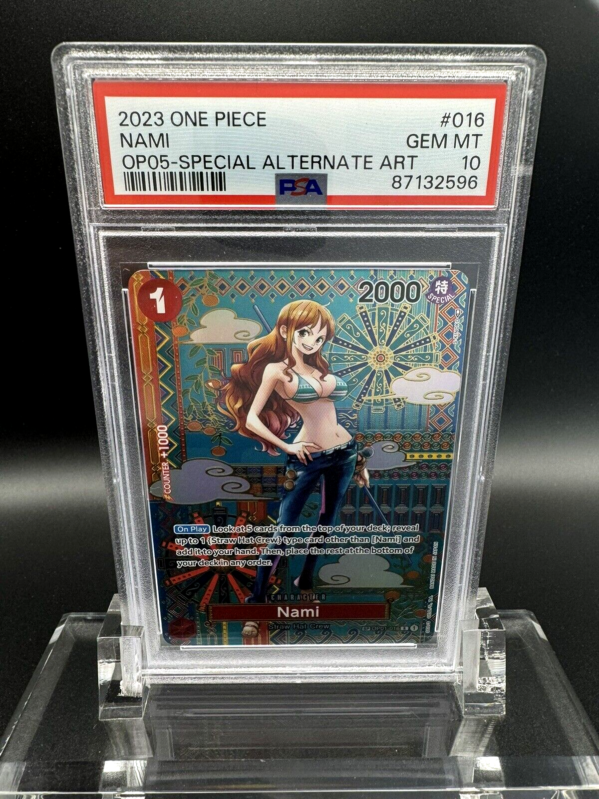 One Piece Nami SP Alt Art English OP01-016 OP05 PSA 10 GEM One Piece Nami SP Alt Art English OP01-016 OP05 PSA 10 GEM