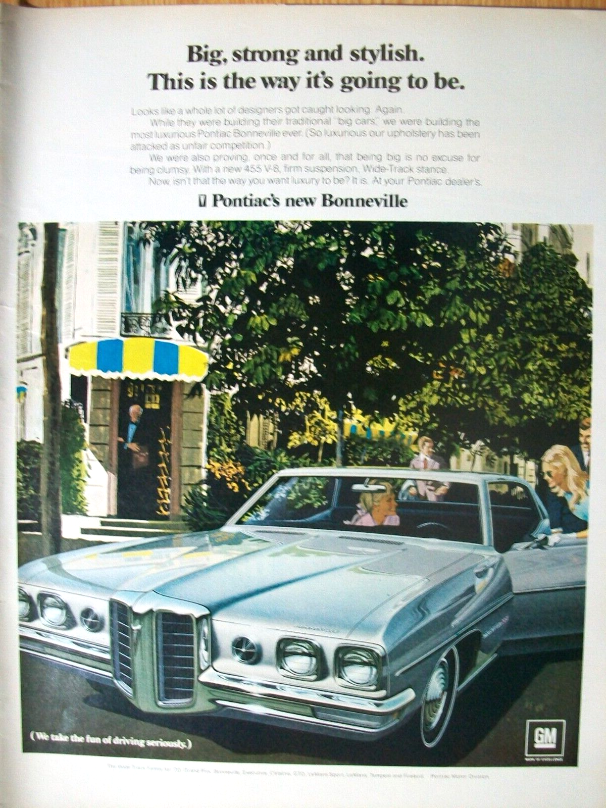 1970 Pontiac Bonneville 2-dr hardtop large mag car ad-