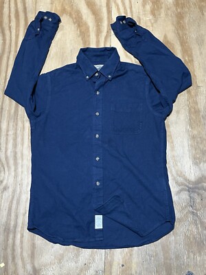 schott bros NYC flannel Button Down Shirt Men M Blue Long Sleeve Collar @F3