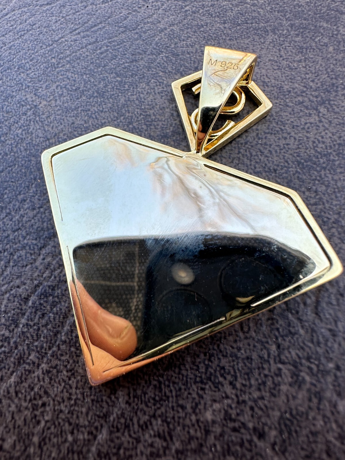 Pre-owned Harlembling Moissanite Real 925 Silver/gold Plated Iced Superman Superhero Pendant Necklace In White