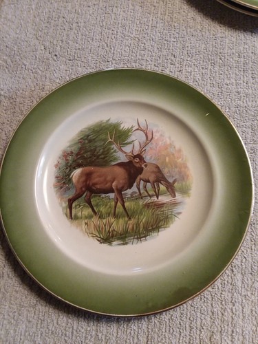 Vintage R K Beck Buffalo Pottery Deer Set
