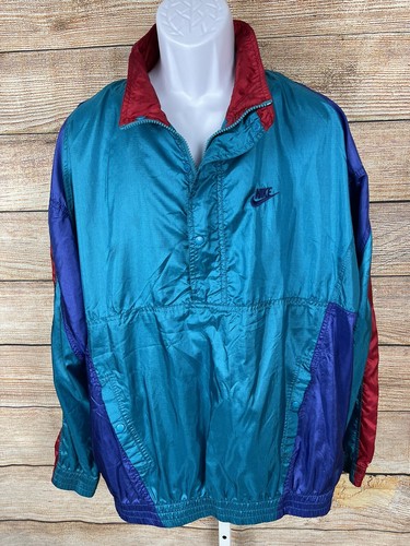 NIKE Vintage 80s 90s Windbreaker 1/4 Zip Jacket Men's Size XL Teal