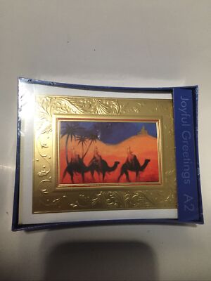 18 Embossed CHRISTMAS Holiday Cards Three Wise Men Religious Verse 5x4 Ivory Env