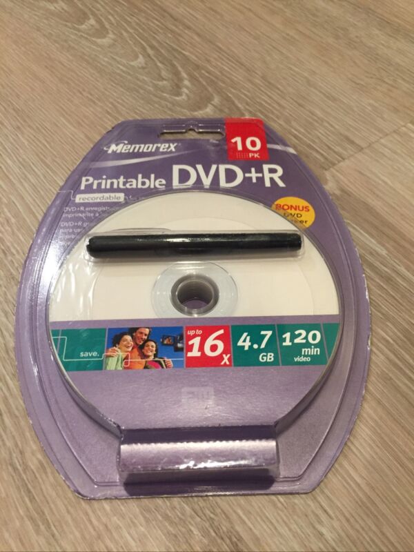 Memorex DVD+R 4.7 GB Printable 10 Discs NEW 120 Minutes 16x Write