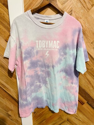TOBY MAC The Elements Tour Shirt Blue Tie Dye Christian Band Tee Size Large