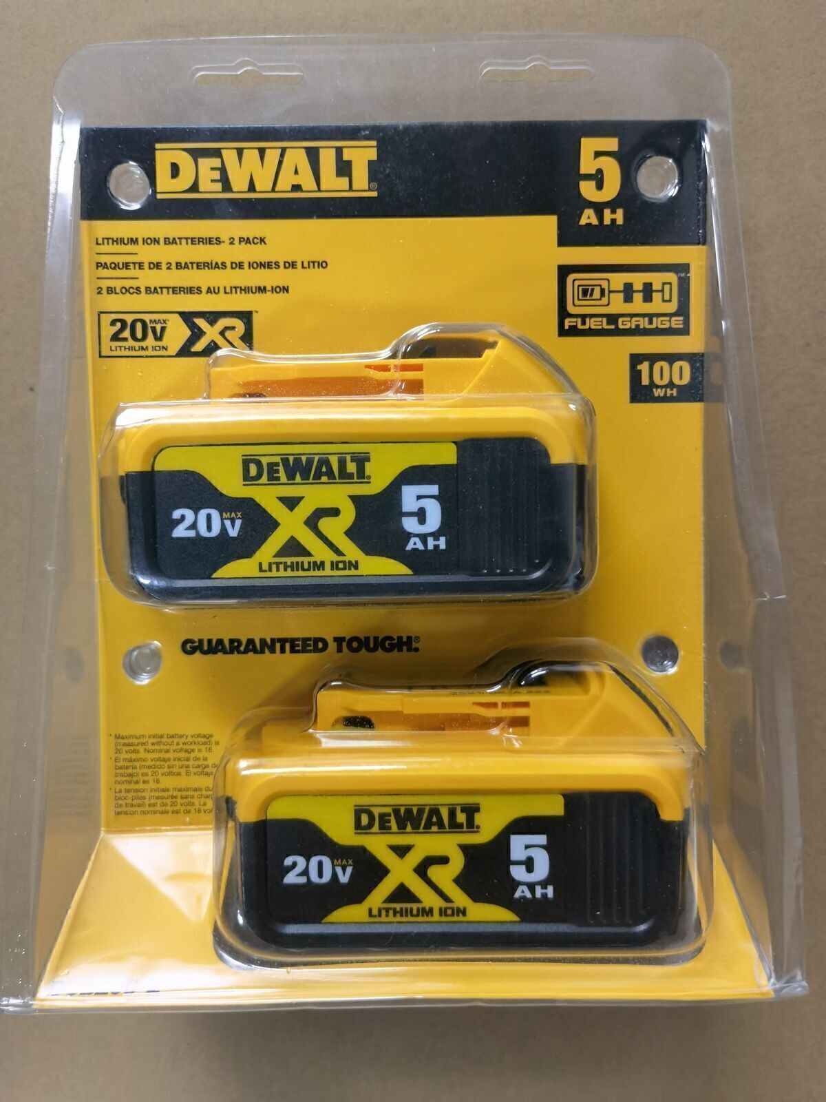 2PCS Dewalt DCB205 20V 5.0Ah MAX XR Li-ion Power Tool Batter