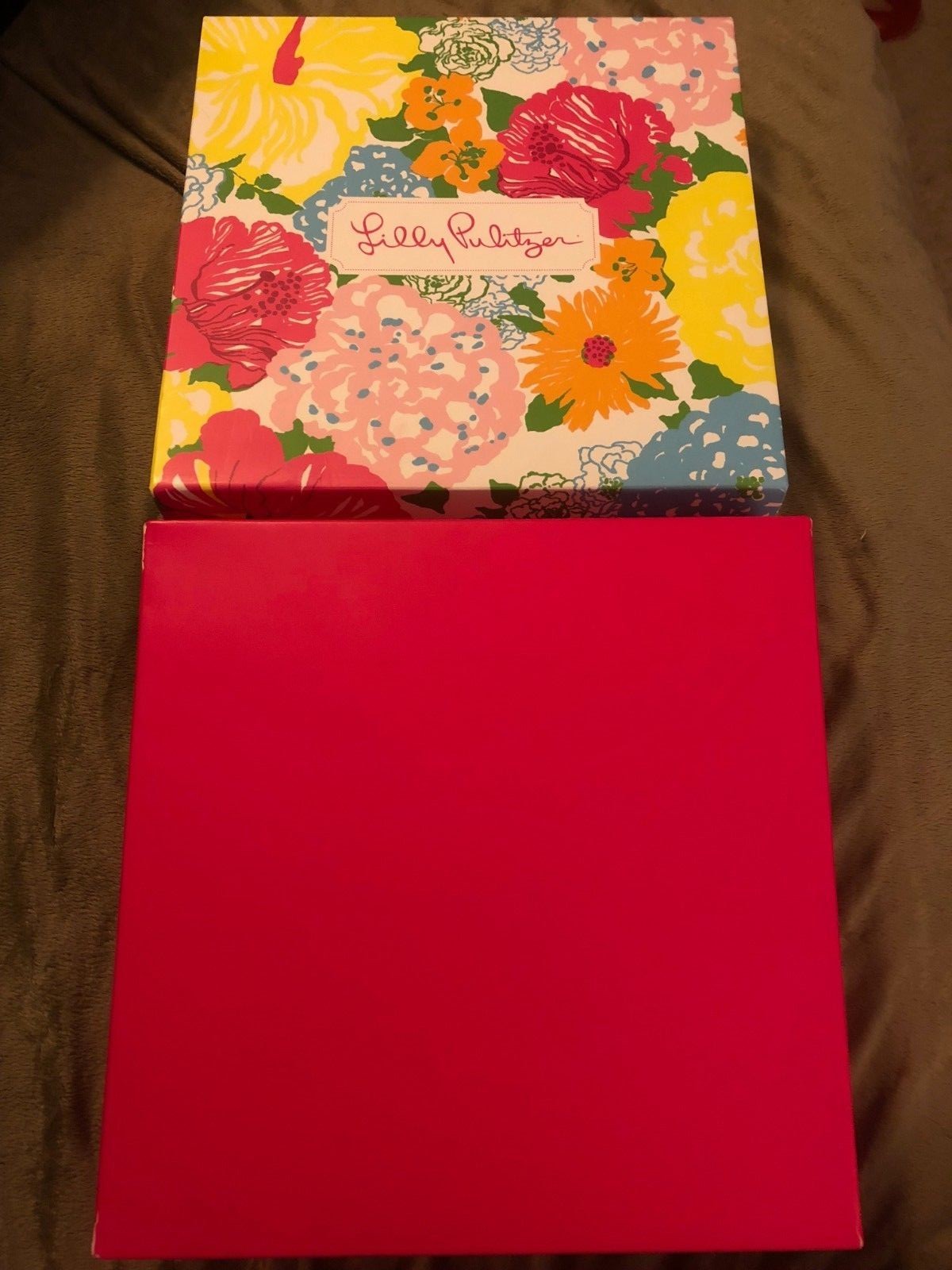 Lilly Pultizer Gift Box Square Floral Print Yellow, Blue,Pink, Orange EASTER