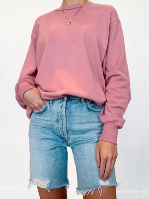 

LNA CLOTHING Женский розовый эластичный свитшот с круглым вырезом и длинными рукавами