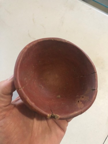 MLC S2237 OLD Tri Pod Pre Columbian Pot Pottery Red Paint