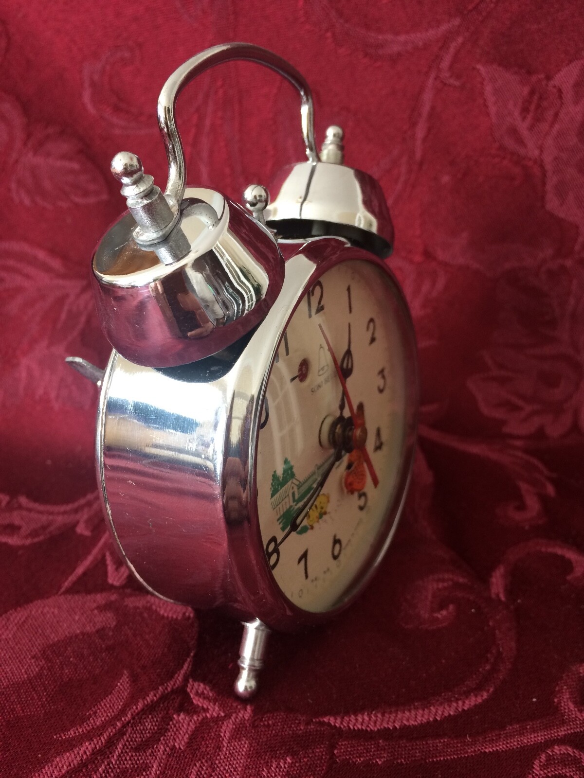 Vintage Soni Bell Alarm Clock - Pecking Rooster Animated