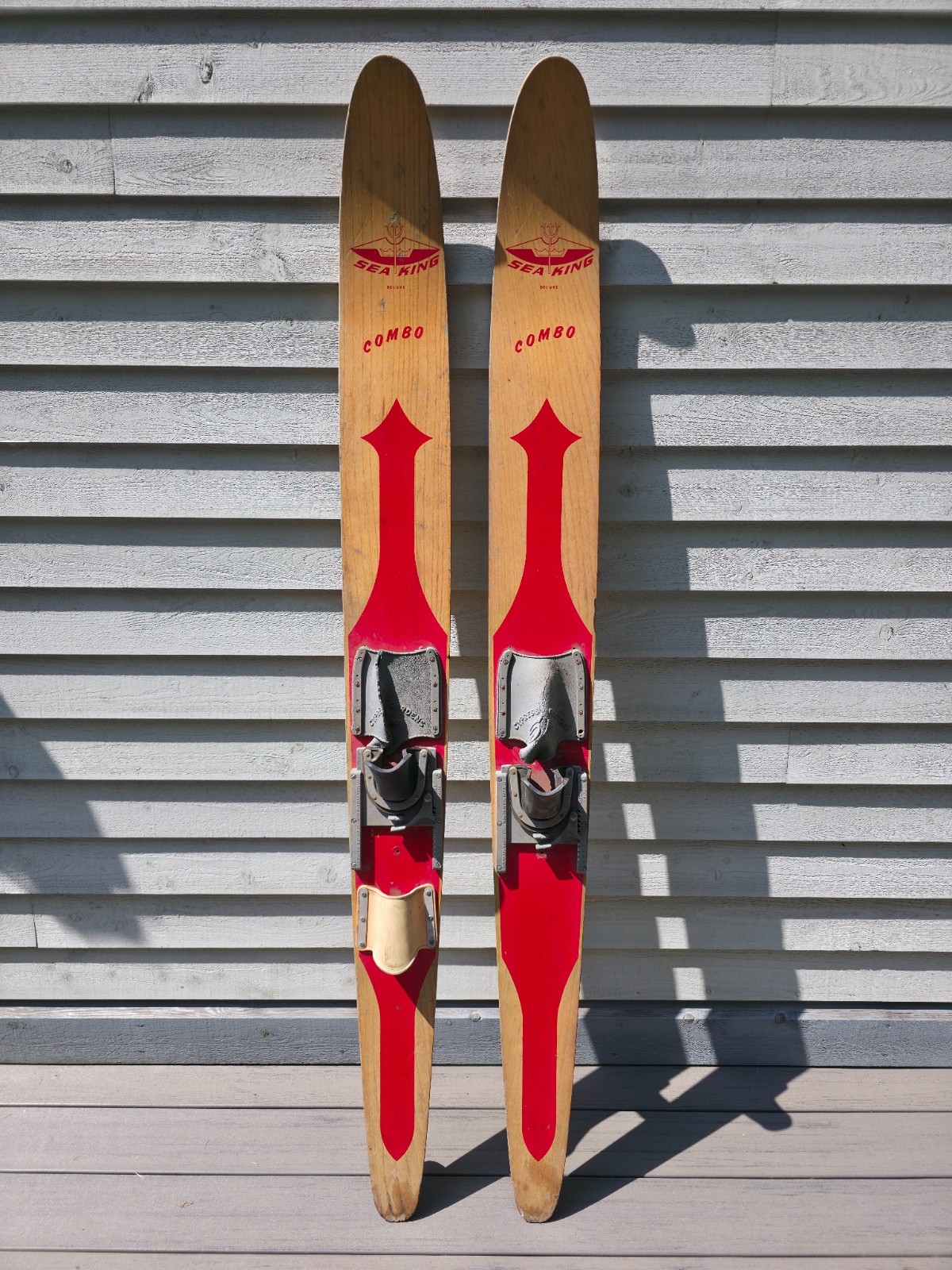 水上スキー　ヴィンテージ VINTAGE Old Wooden Waterskis Water Skis SEA KING COMBO