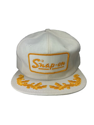 Vintage K-Products Snap-on Tools Scrambled Eggs Snapback Hat White w/ Gold Leaf