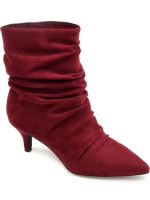 JOURNEE COLLECTION Ботинки женские без шнурков с напуском на маленьком каблуке Maroon Toe Kitten Heel 11 M