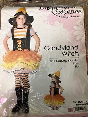 Candyland Witch Costume by Enchanted Costumes sz XS 3-4 Candy Corn Witch