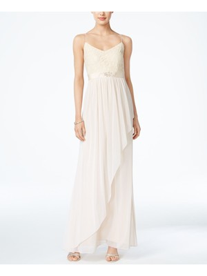

ADRIANNA PAPELL Женское бежевое длинное вечернее платье с завышенной талией, Бежевый