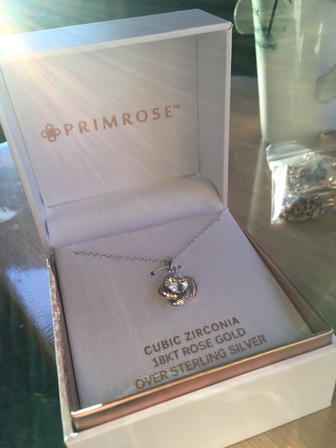 PRIMROSE 18KT Rose Gold Over Sterling Silver CZ Lover's Knot Necklace 18