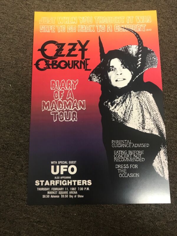 Ozzy Osbourne 1982 Diary of Madman Tour Cardstock Promo Poster 12" x 18"