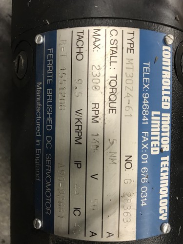 Controlled Motor Technology Limited DC Brush Servo motor MT30Z4-61 Bridgeport  2