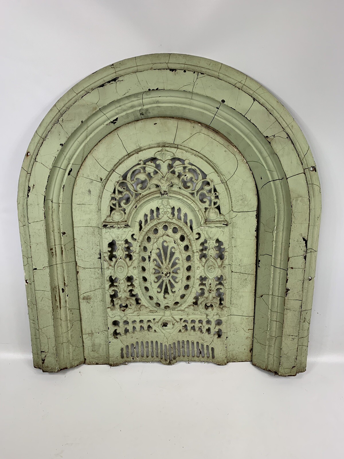 Gorgeous Victorian Cast Iron Arched Fireplace Frame w/ Cover