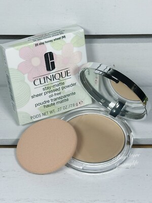 Clinique Stay-Matte Sheer Pressed Powder,#25 Stay Honey Wheat (M), Full Size,NIB