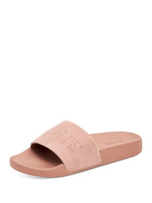 

ALLSAINTS Женские замшевые шлепанцы на танкетке с розовым логотипом и круглым носком, Розовый, ZW0187