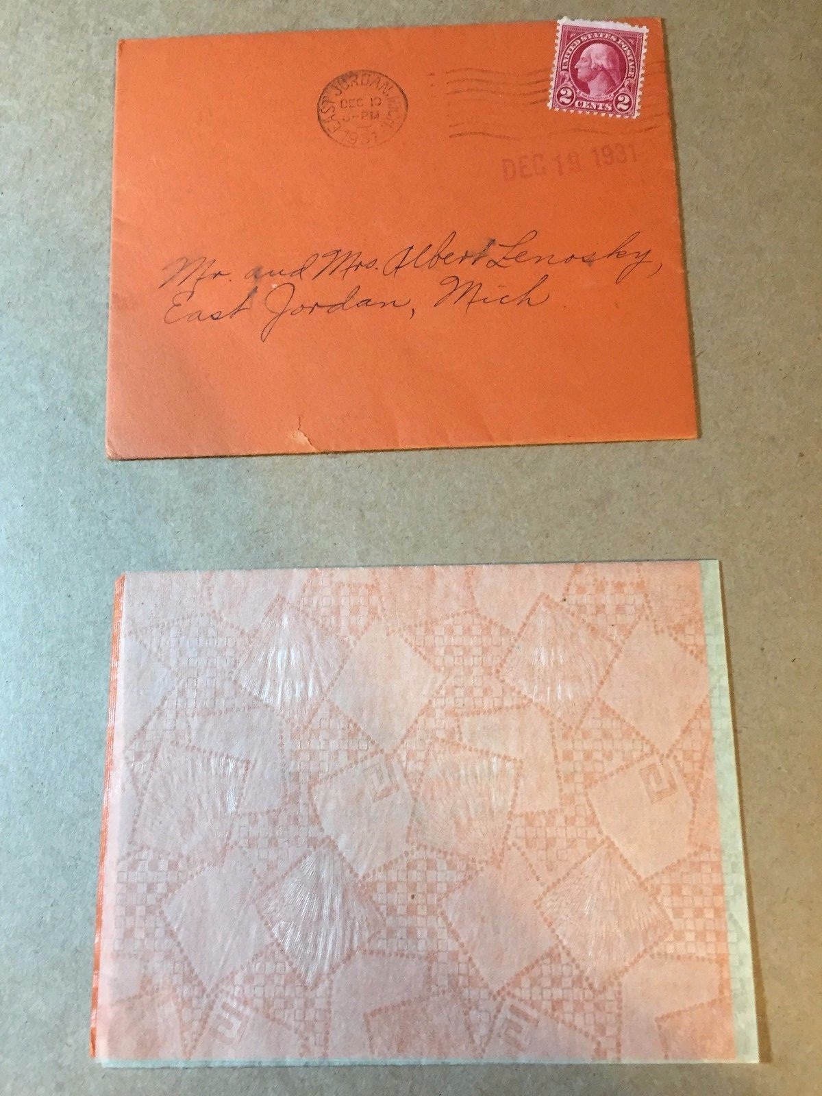 Very Unique Vintage 1931 Christmas Card  Layered Printed Tissue